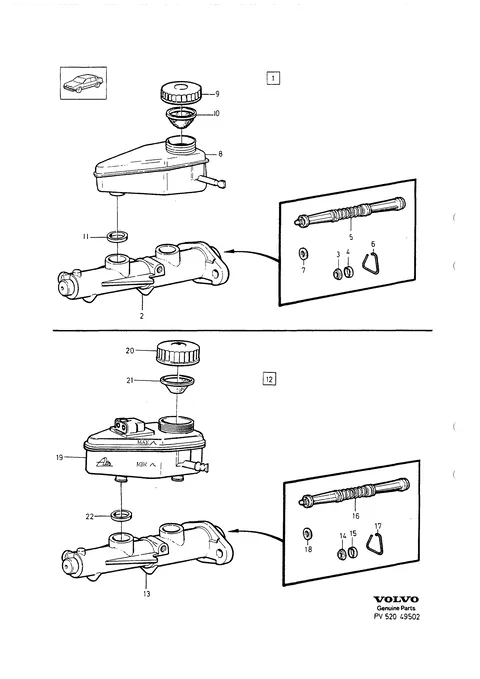 Master cylinder exc ABS