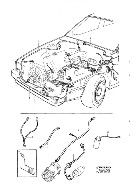 Cable harness engine compartment