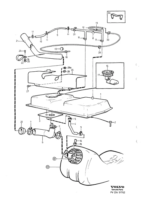 Extra fuel tank with fittings