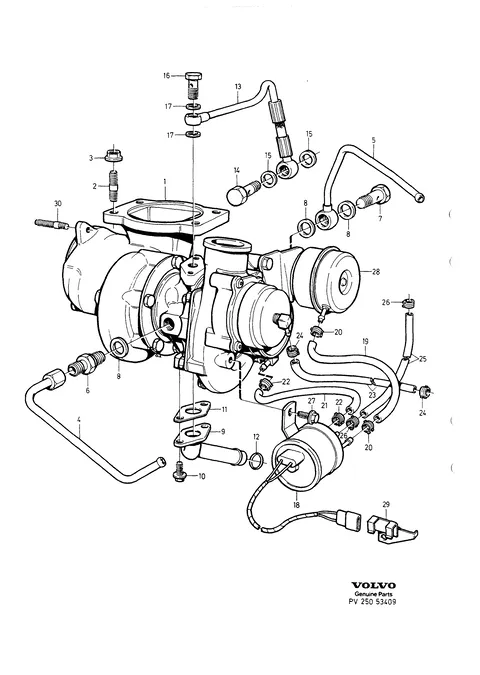 Turbocharger with connecting parts