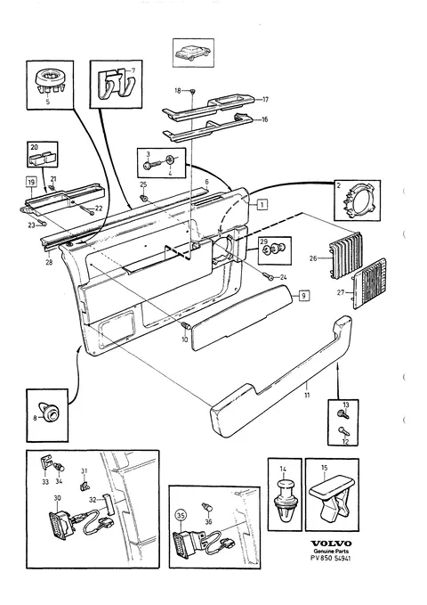 Parts for front door panel