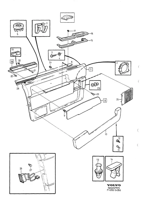 Parts for front door panel