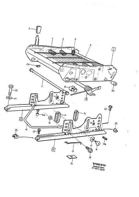 Subframe for seat, manual adjustment