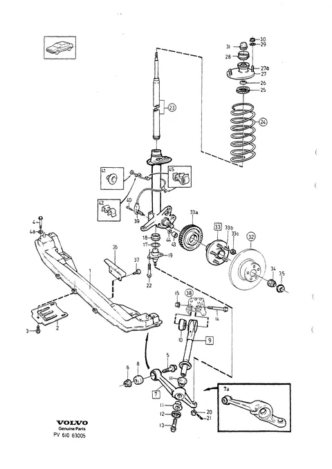 Front axle fjær support