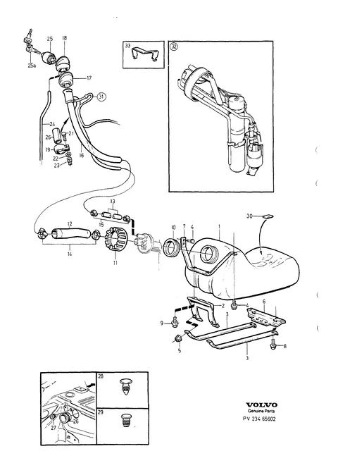 Fuel tank and connecting parts