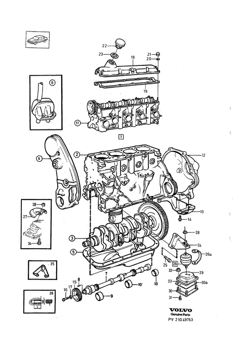 Engine with fittings