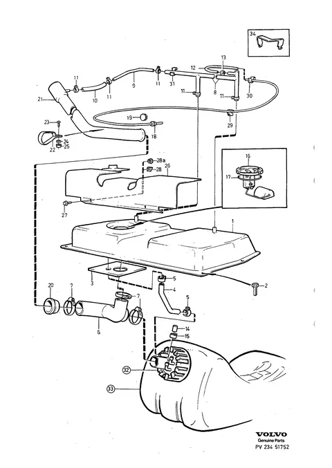 Extra fuel tank with fittings