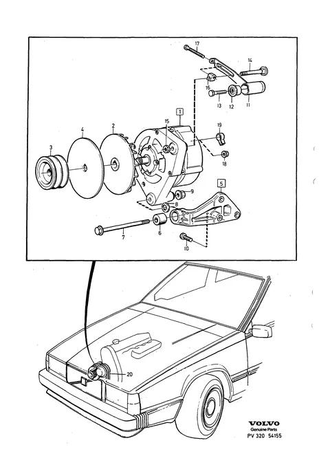 Alternator with mounting parts