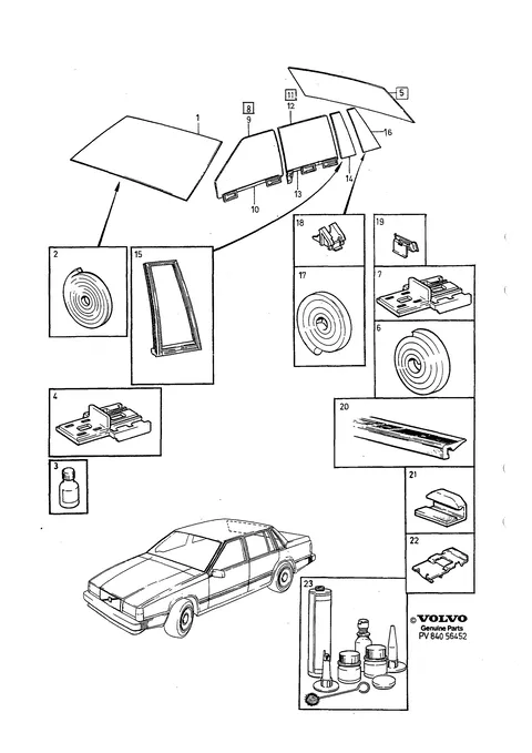 Windscreen, rear window and door windows