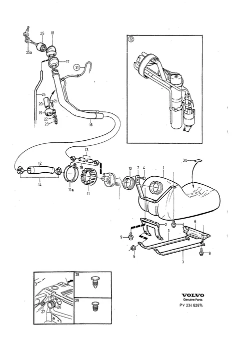Fuel tank and connecting parts