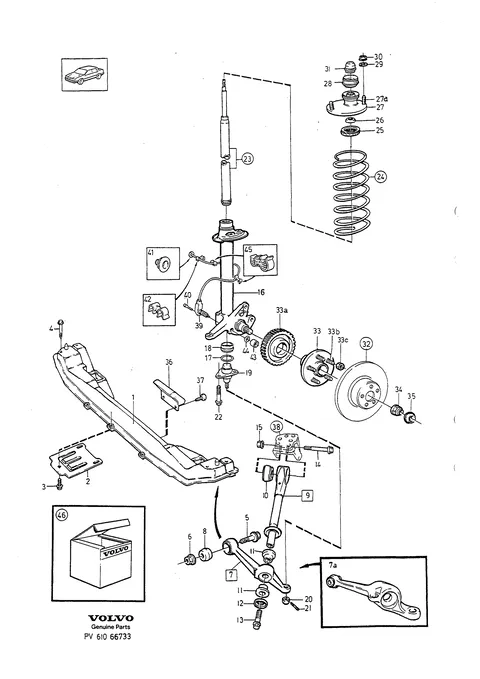 Front axle fjær support