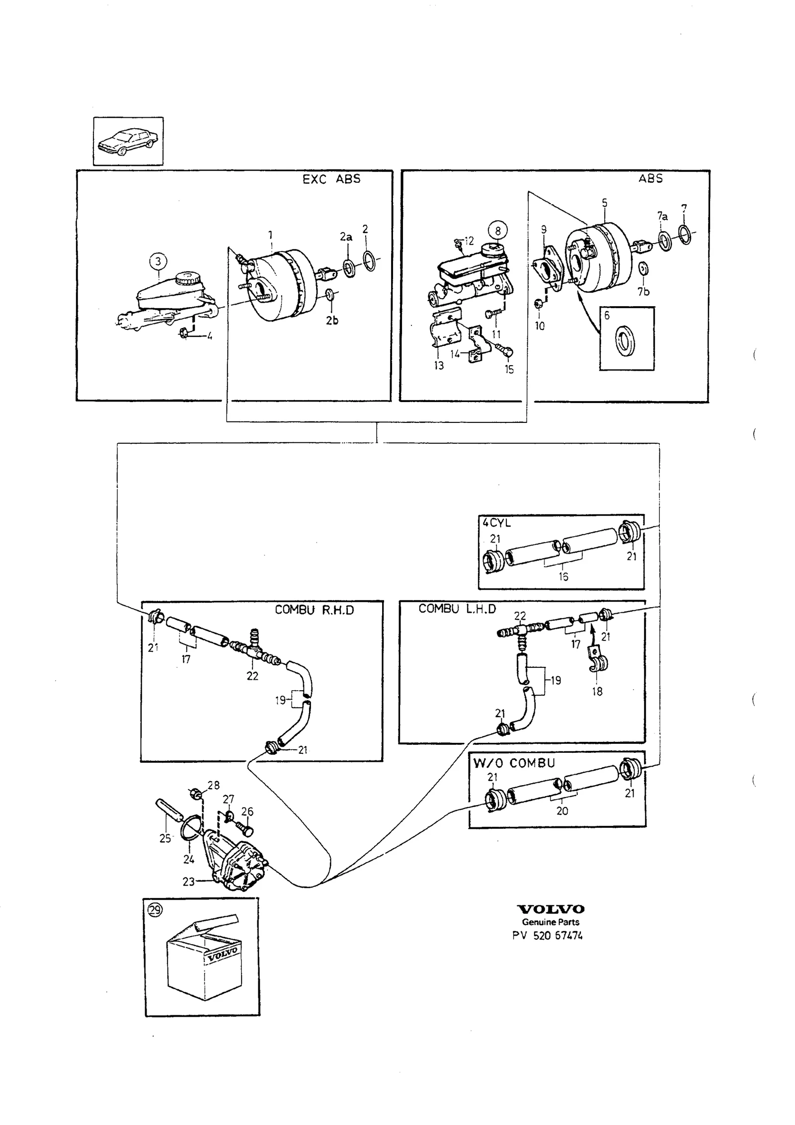 HUVUDCYLINDER SERVOCYLINDER VAKUUMPUMP