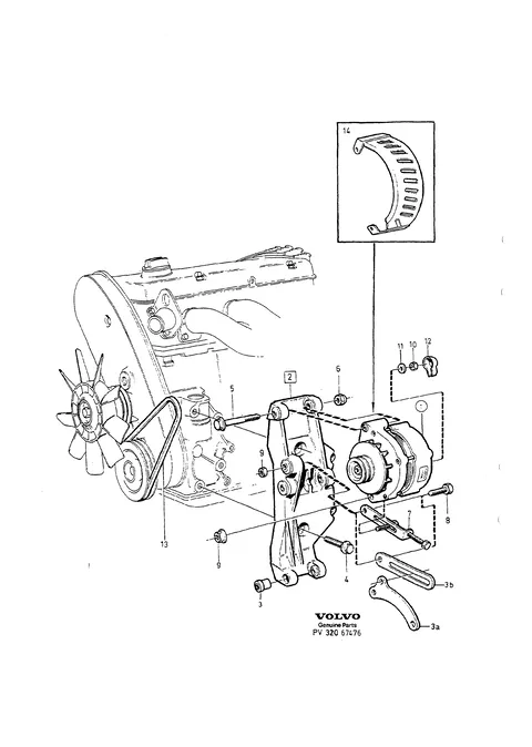 Alternator with mounting parts