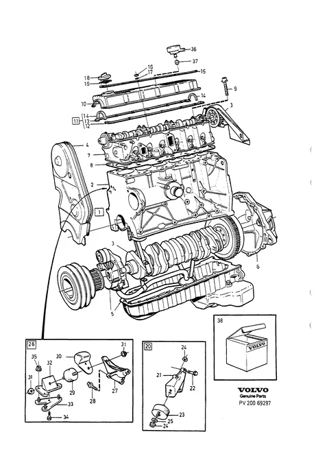 Motor mit einbauteilen