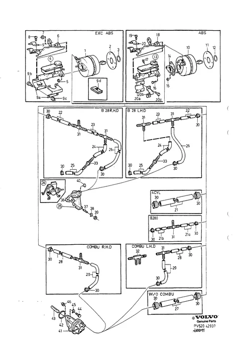 Huvudcylinder servocylinder vakuumpump