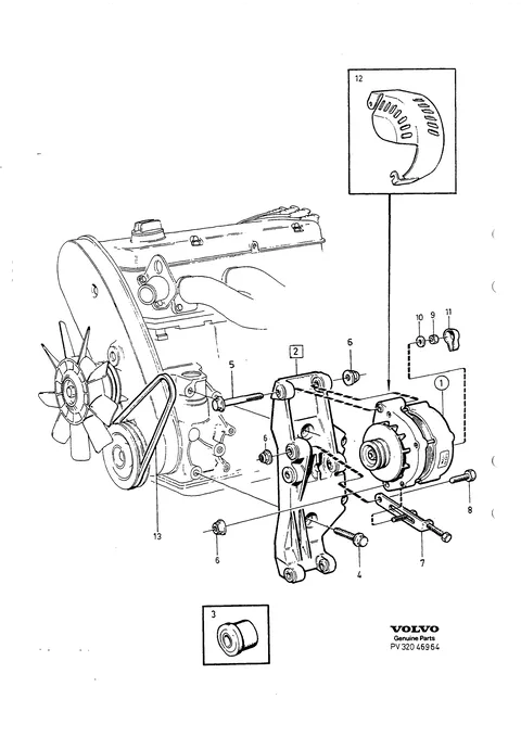 Generator med upphängningsdetaljer