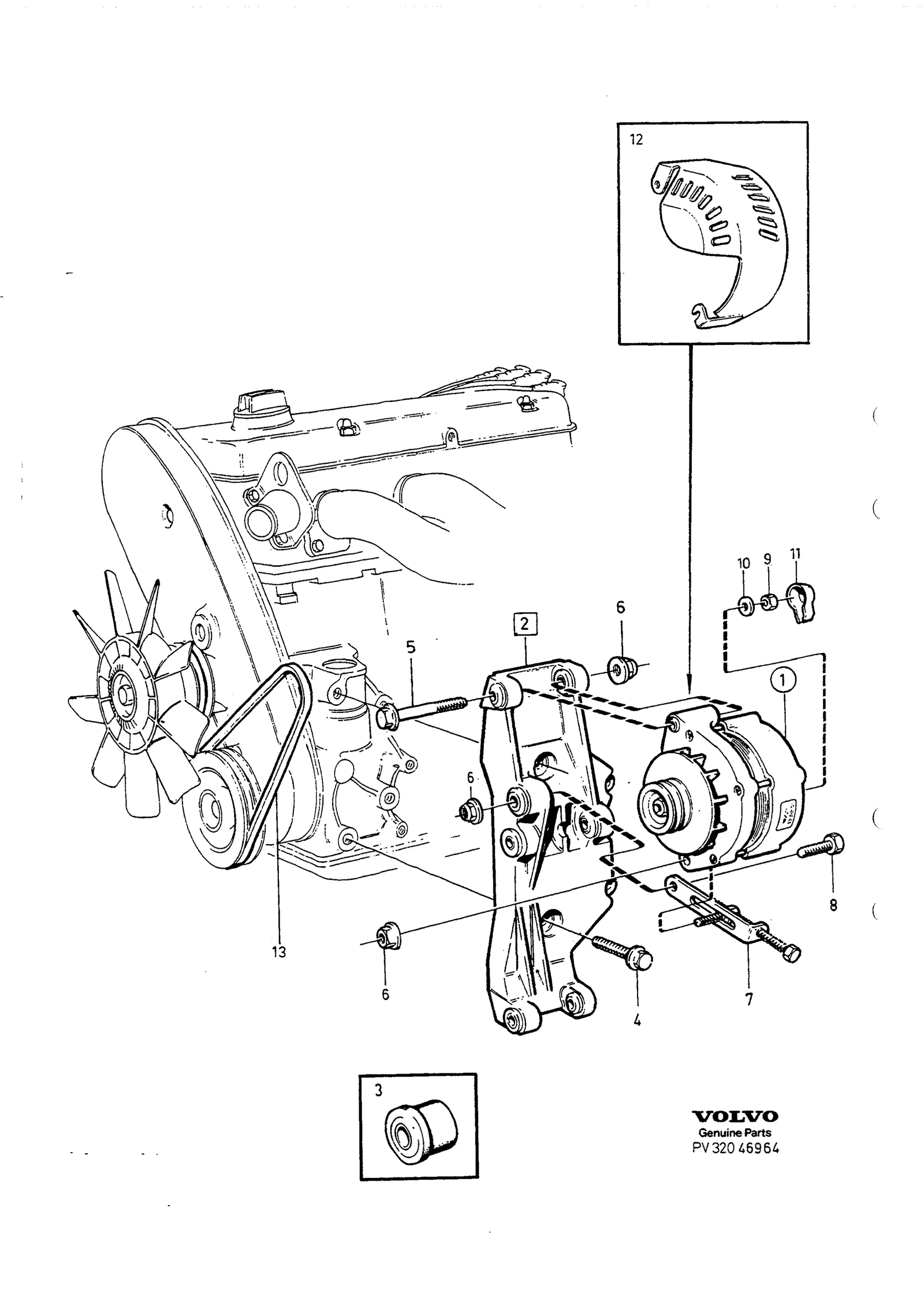 GENERATOR MED UPPHÄNGNINGSDETALJER