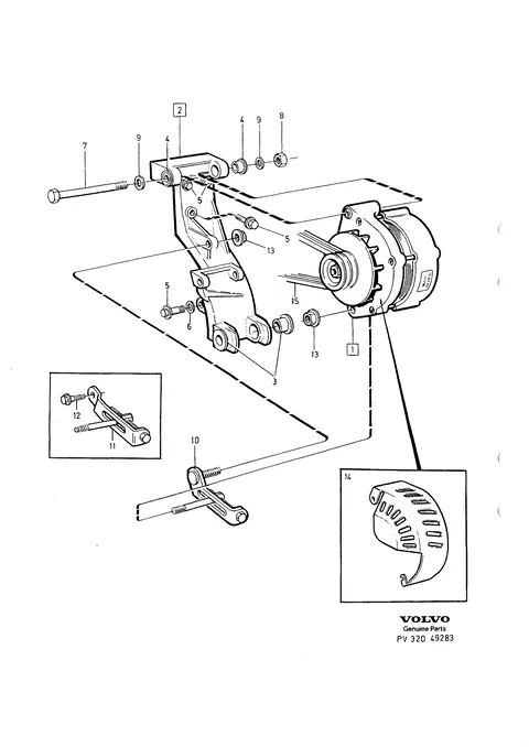 Alternator with mounting parts