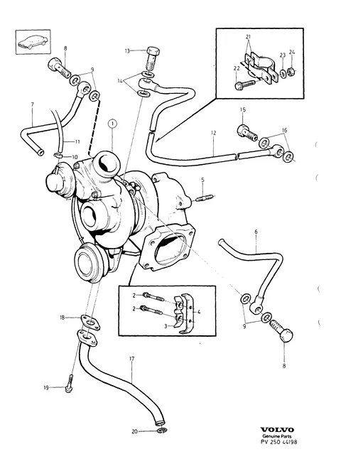 Turbocharger with connecting parts