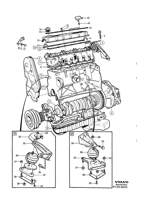 Engine with fittings