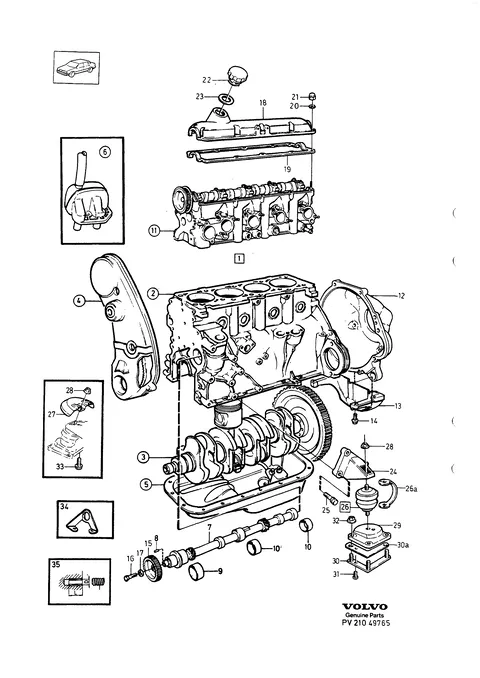 Engine with fittings