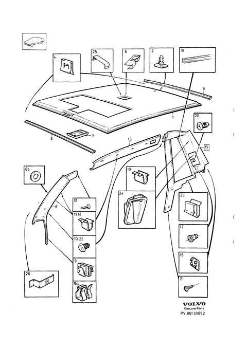 Interior parts, roof section