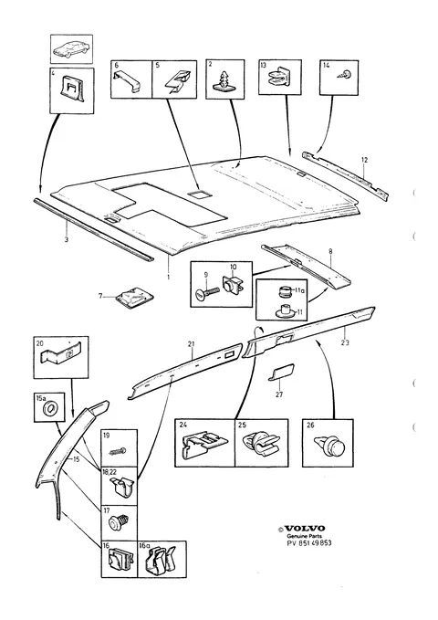Interior parts, roof section
