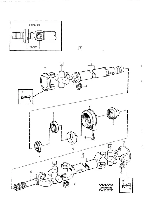 Propeller shaft centre bearing and mounting