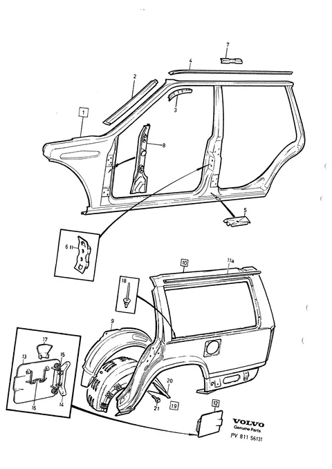 Coque de carrosserie, côtés · 875