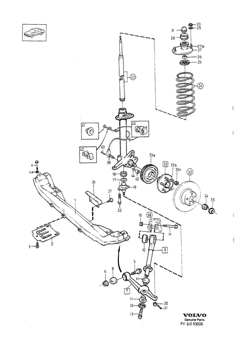 Front axle fjær support