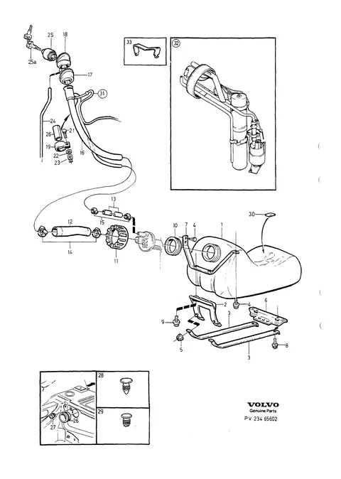 Fuel tank and connecting parts