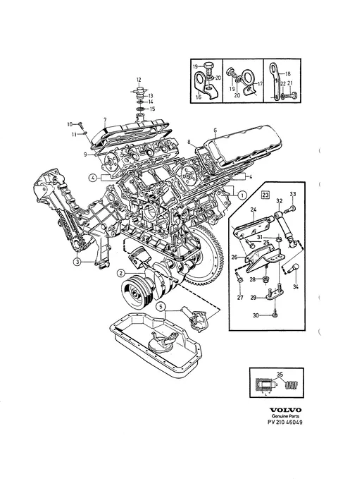 Engine with fittings
