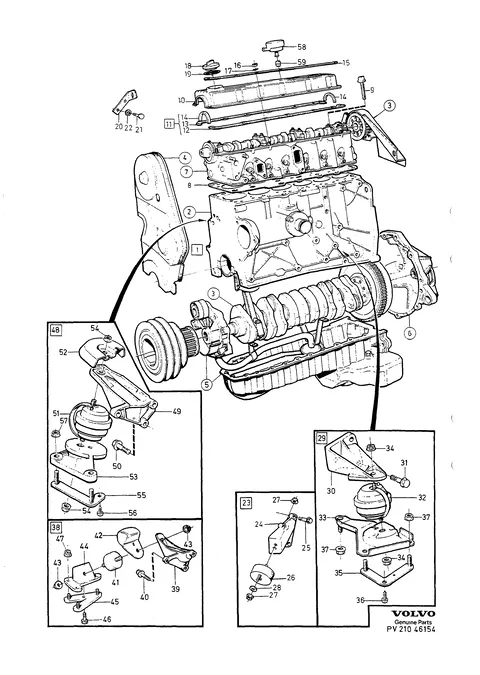 Engine with fittings