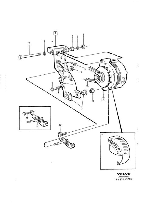 Alternator with mounting parts