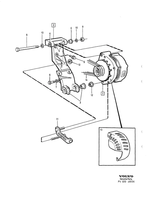 Alternator with mounting parts