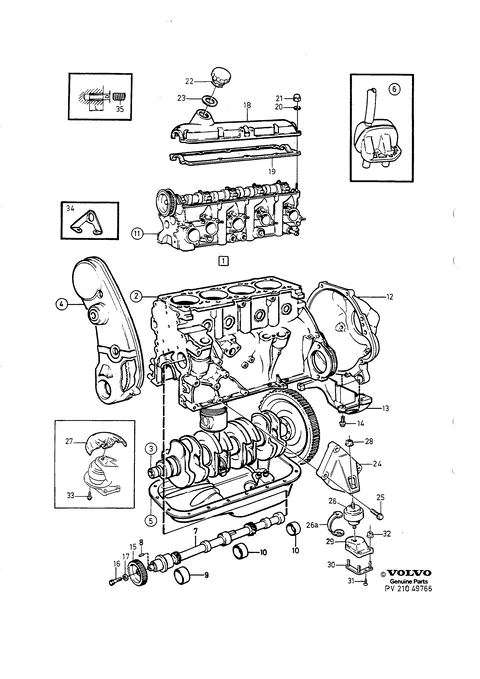 Engine with fittings