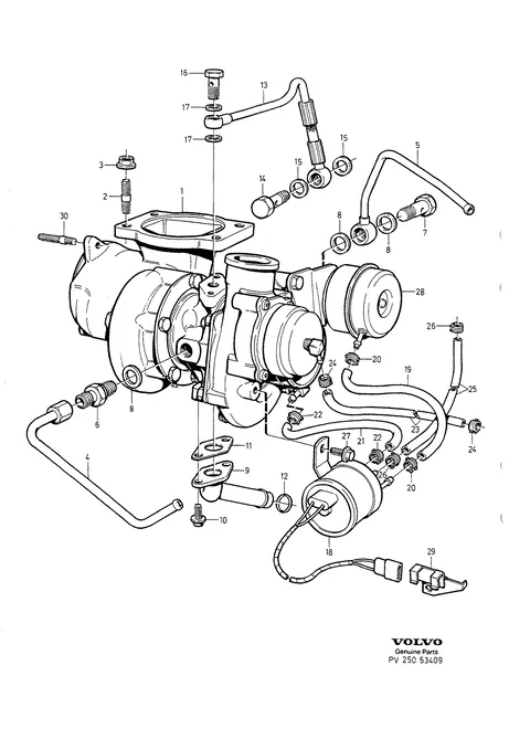 Turbocharger with connecting parts