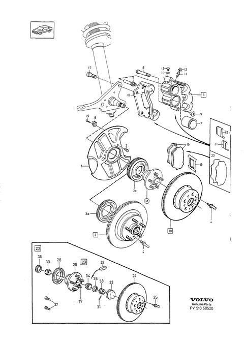 Front wheel disc, ventilated