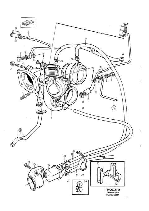 Turbocharger with connecting parts