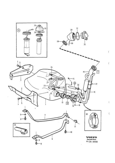 Fuel tank and connecting parts
