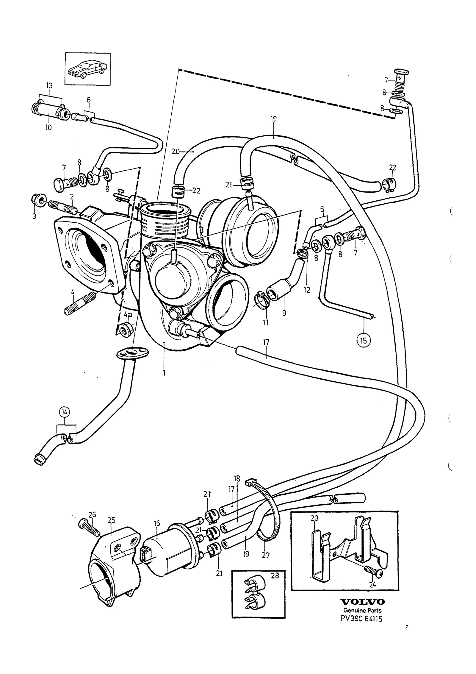Turbocompresseur avec pieces de raccordement til Volvo 850 USA