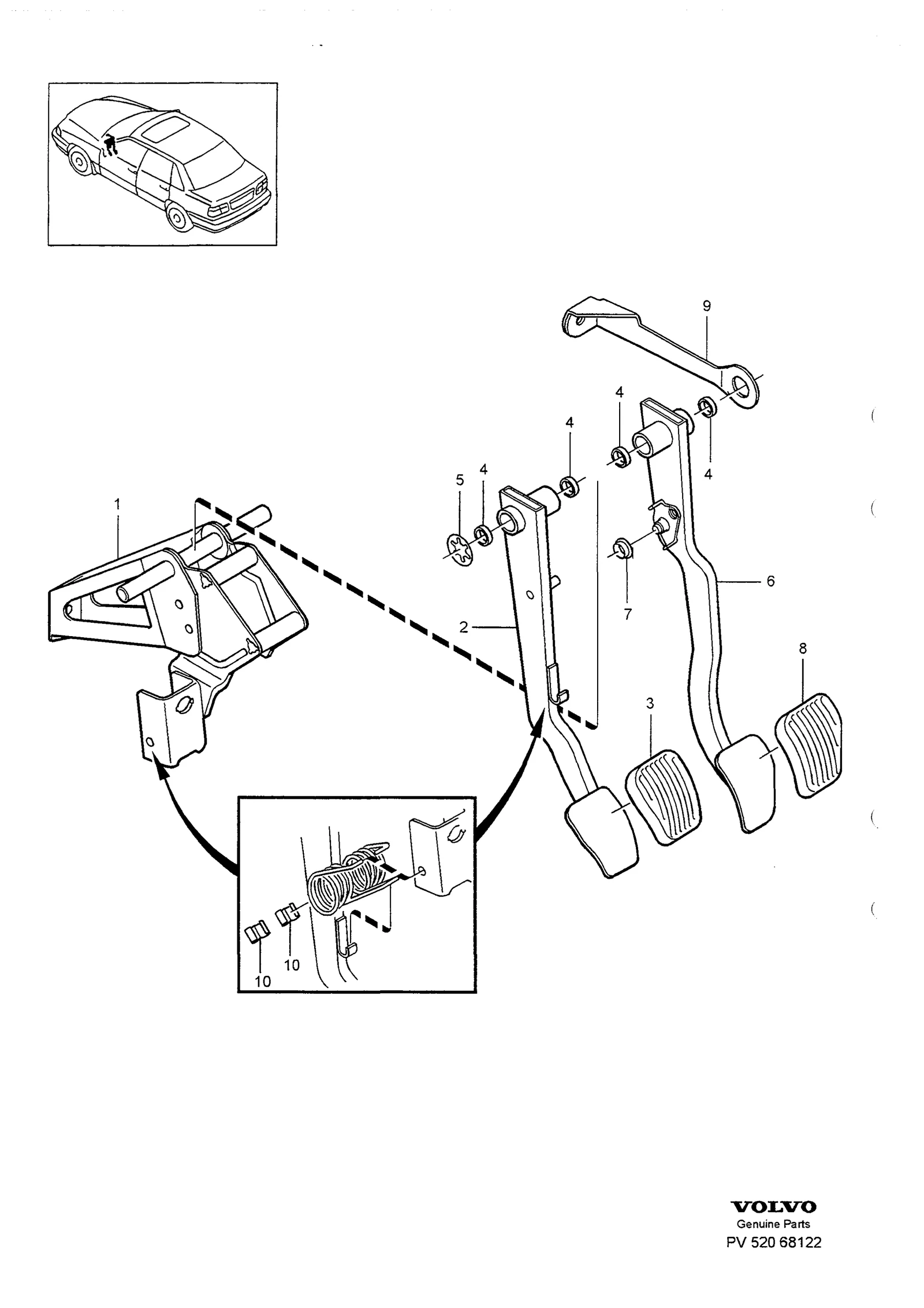 BRAKE PEDAL WITH ASSEMBLY PARTS