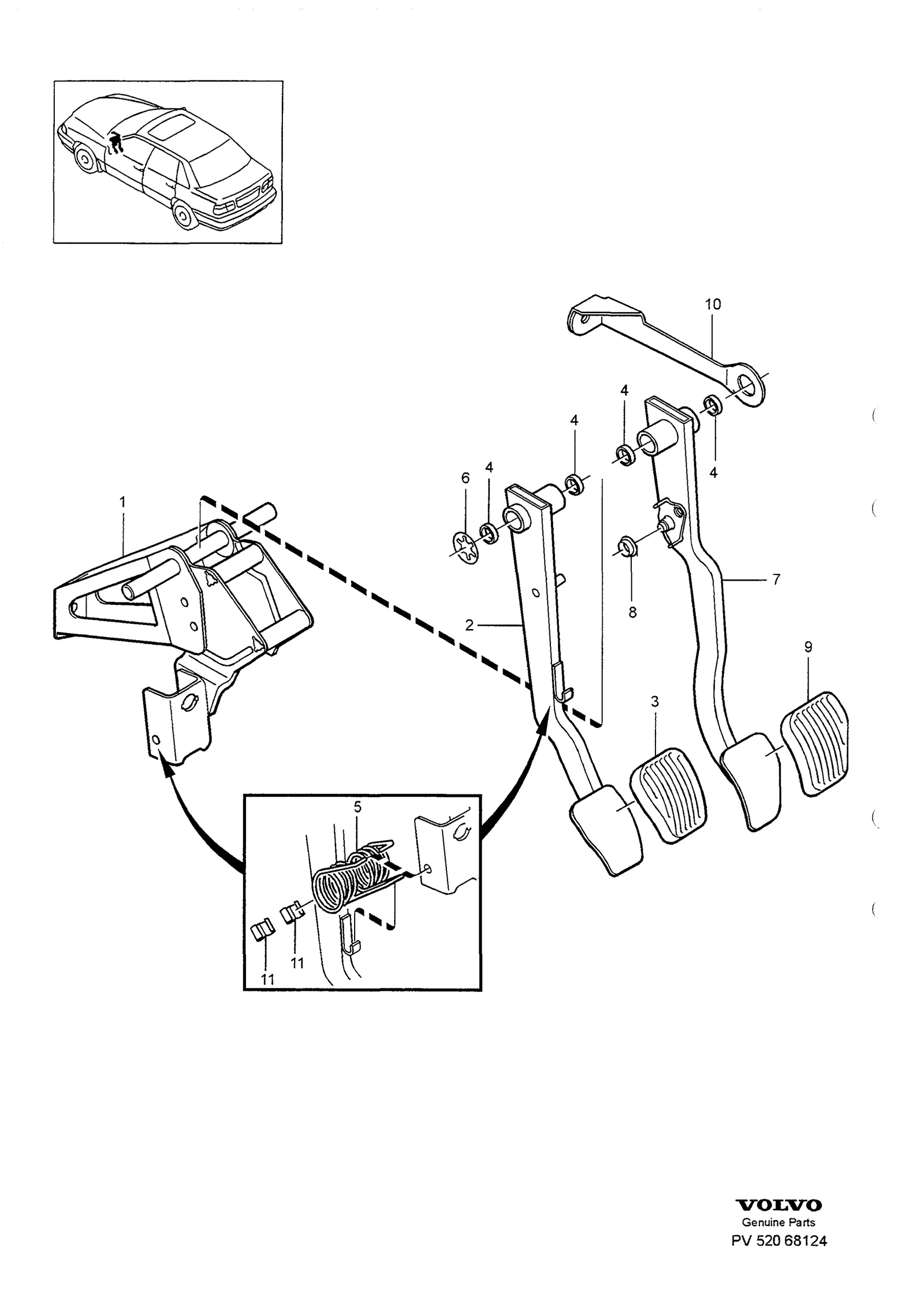BRAKE PEDAL WITH ASSEMBLY PARTS