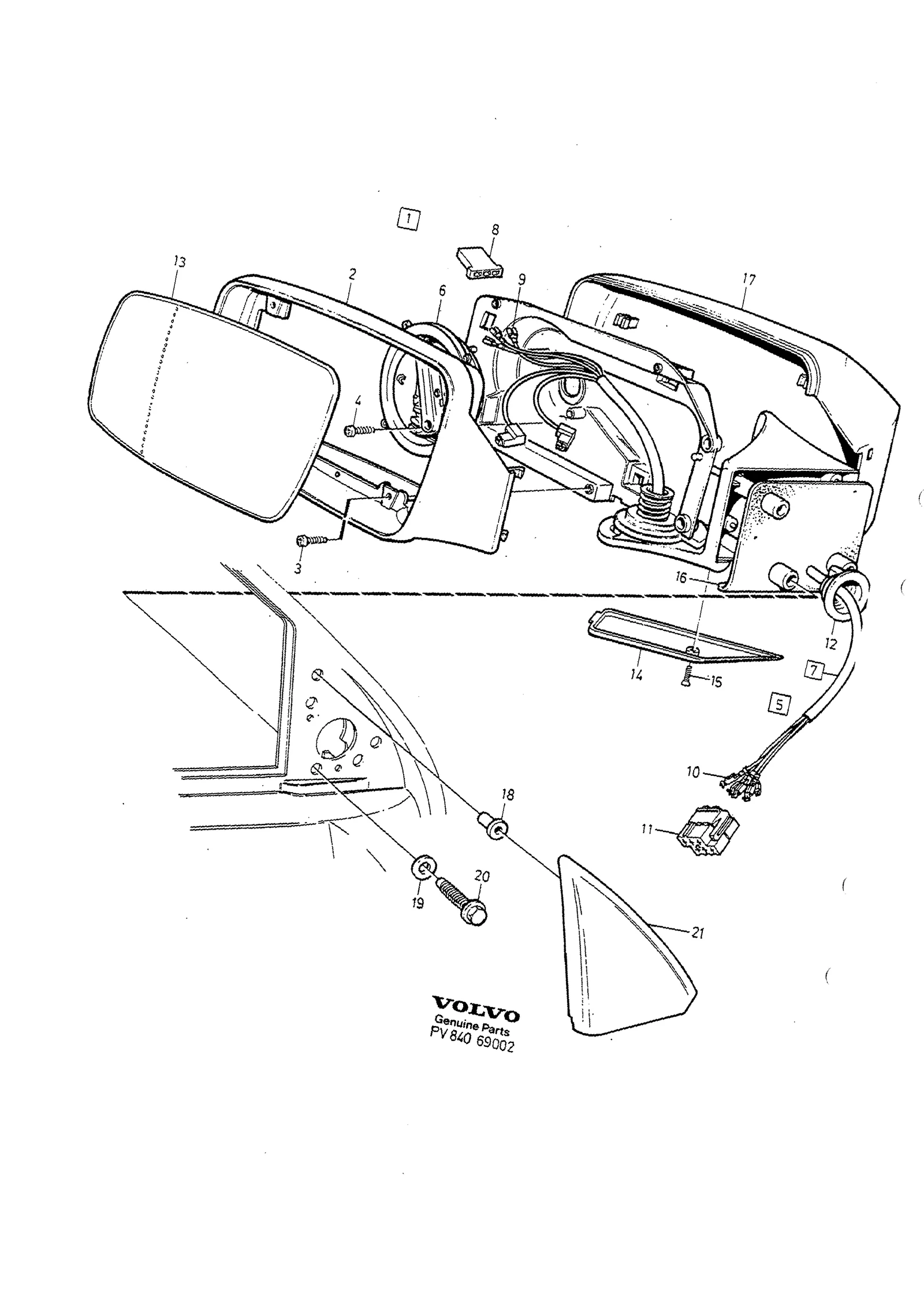 Retroviseur exterieur, electrique til Volvo 850 USA