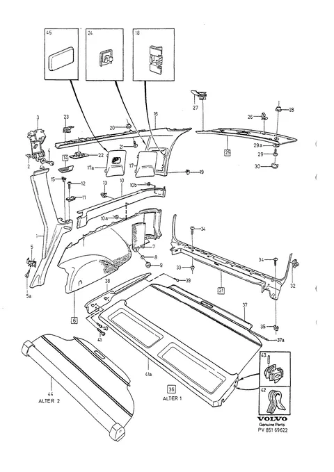 Interior trim luggage compartment pieces d habillage habitacle coffre bagages