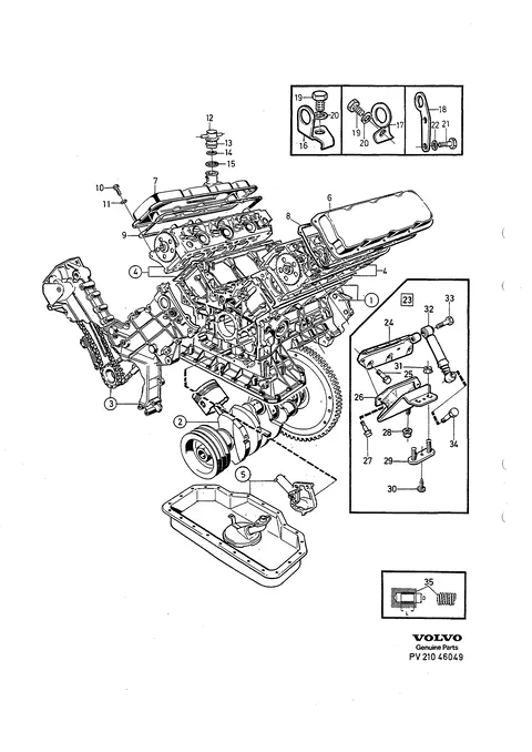 Engine with fittings