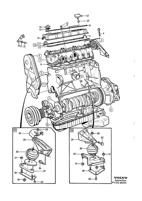 Engine with fittings