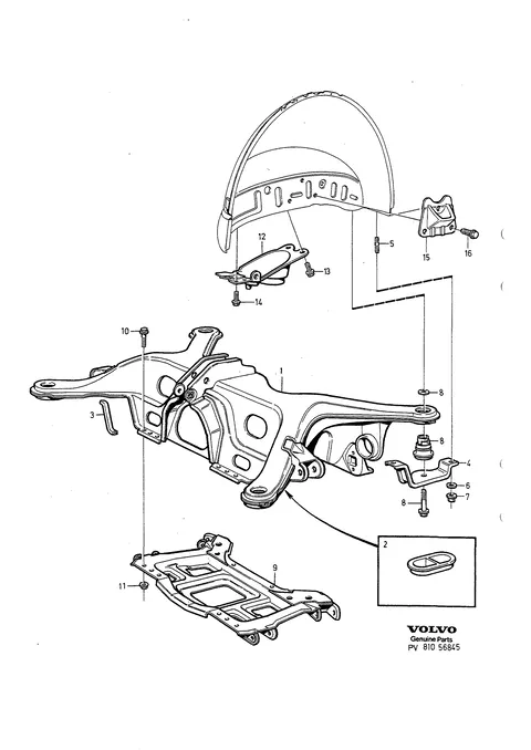Member syst., rear axle mount.