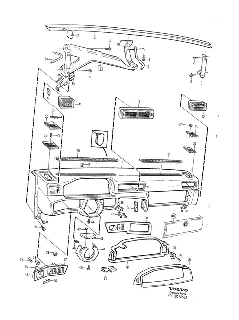 Instrumentbräda övre sektion · 1665