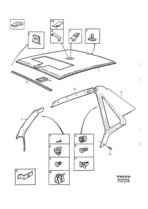 Interior parts, roof section